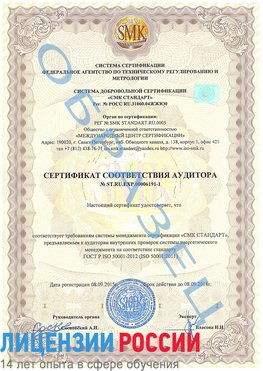 Образец сертификата соответствия аудитора №ST.RU.EXP.00006191-1 Белая Калитва Сертификат ISO 50001